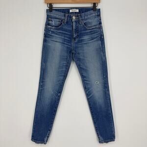Moussy Vintage Mid Rise Lightly Distressed Skinny Jeans Ankle Pockets Womens 25